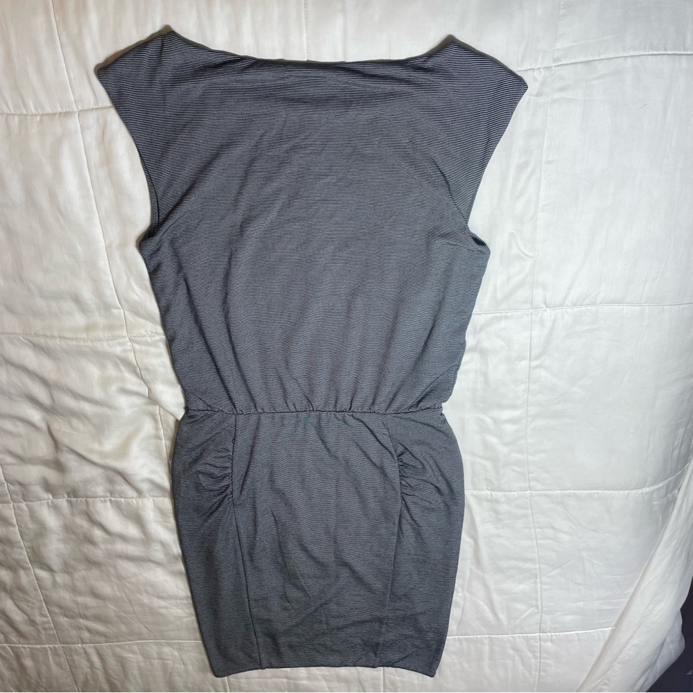 Athleta Size Small Micro Striped Westwood Dress Ruched - Picture 2 of 9